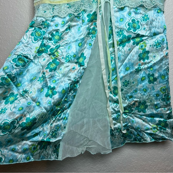 Y2K vintage silk babydoll floral lace sheer mesh velvet sequins  cami top fairy - Picture 4 of 8